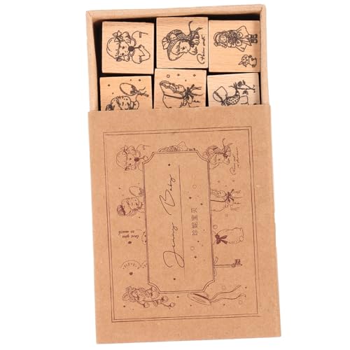 NUSITOU 1 Schachtel hölzernes Siegel tagebuch DIY briefmarken Stempel malen Kinder Briefmarken kinder stempelset kinderstempel set Tagebuch Holzstempel handgefertigter Holzstempel von NUSITOU