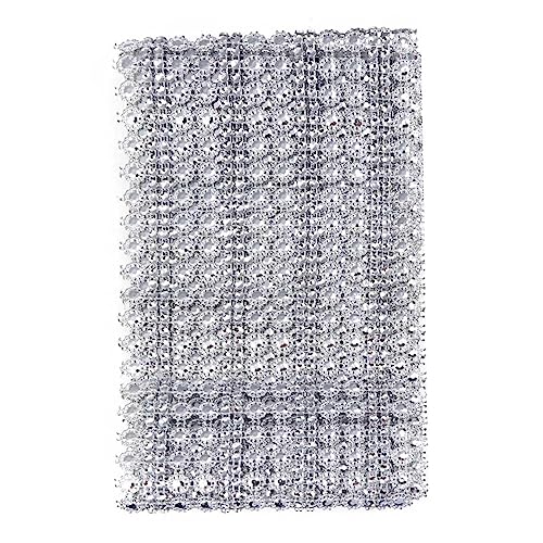 NUSITOU 1 Yard 16 Reihige Diamant Blumenform Mesh Wickelrolle Faux Rhinestone Kristallband Für Hochzeitsdekoration Tischdeko Kuchen Deko Partybedarf von NUSITOU