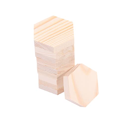 NUSITOU 10 Stück DIY Holzblock Quadratische Etiketten Unvollendete Sechseckplanke Polygonale Kleine Holzblock Handwerk Holz Holz von NUSITOU