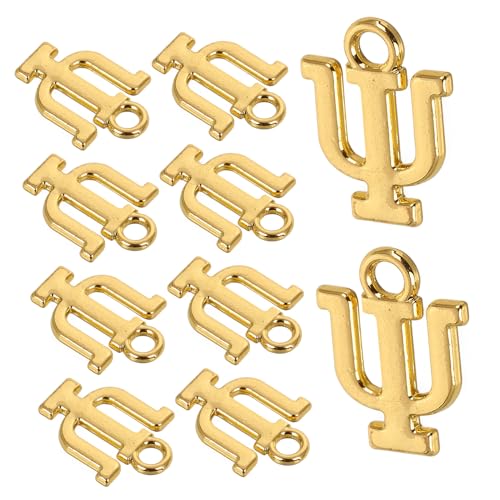 NUSITOU 10 Stück Griechische Buchstaben Charms Zur Schmuckherstellung, Alphabet-anhänger-Charms, Goldene Buchstaben-Charms, Metall-buchstabenperlen Für Armbänder Und Halsketten von NUSITOU