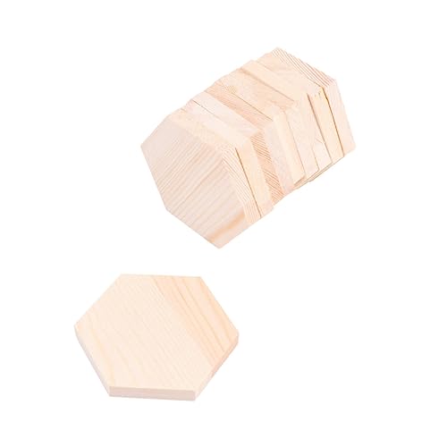 NUSITOU 10St kleiner Holzblock Dekor unfertige sechseckige Planke Tischsets runde Etiketten massivholzplatte holzbrett holztafel holzblock selber machen Bastelbrett aus Holz Bambus von NUSITOU