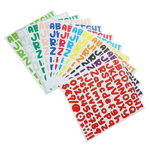 NUSITOU 12 Blätter Zahlenaufkleber Alphabet-Buchstaben-Aufkleber Postfachnummer Scrapbooking Sticker Scrapbook Stickers DIY-Aufkleber Buchstabenaufkleber für Abschlusskappe Colorful von NUSITOU