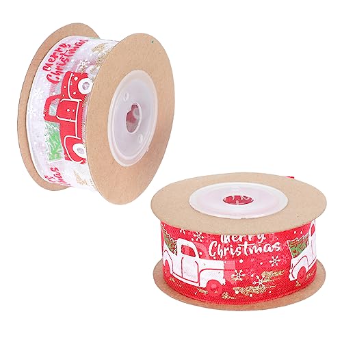 NUSITOU 2 Brötchen Dekoratives Weihnachtsband Klassiker Weihnachtselemente Bowknot Making Ribbon von NUSITOU