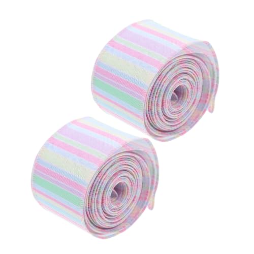 NUSITOU 2 Rollen 5 Cm Breites -stoffband Mit Drahtkante, Frühlingsband, Weiches Polyesterband Zum Verpacken Von Geschenken, Diy-schleifen, Basteln von NUSITOU