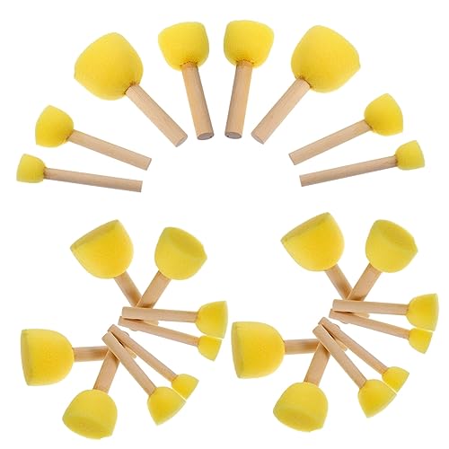 NUSITOU 24 Stück Schwamm Pinsel Set Mit Holzgriff Schablonier Und Stupfpinsel Für Kreative Malprojekte Ideal Für Kunst Basteln Und Kindermalerei Vielseitige Malschwämme Für Jeden von NUSITOU