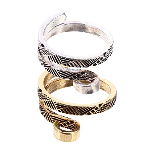 NUSITOU 2St Geld Haken bastelzeug webstricknadeln Ringform hekeln nadeln einzelnen Fingerring häkeln Strickfingerhüte zum Häkeln werkzeug Retro-Strickschlaufe Wickler Metall Silver von NUSITOU