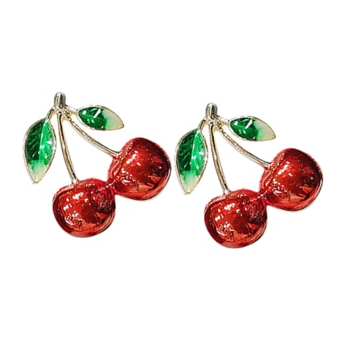 NUSITOU 2pcs Kirsch Brosche Anstecknadeln Für Damen Brosche Reversnadel Kirschschmuck Dame Stift Hochzeitsbrosche Broschennadel Aus Metall Fruchtzauber Kirsch-charme Legierung Rot von NUSITOU