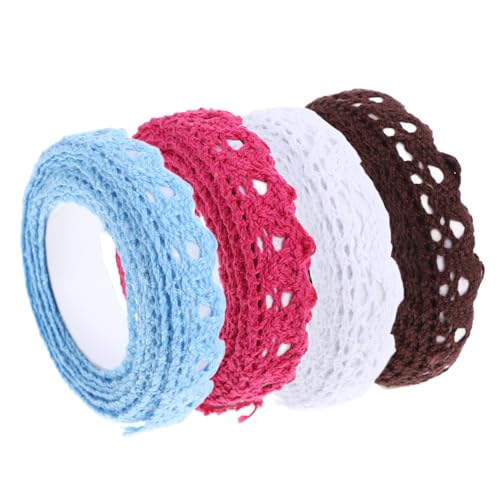 NUSITOU 4 Rollen Selbstklebendes Spitzenband, Handgefertigtes Spitzenband, Selbstklebendes Klebeband, Spitzenmusterband, Elegantes Spitzenband, Basteln, Diy-spitzenband von NUSITOU