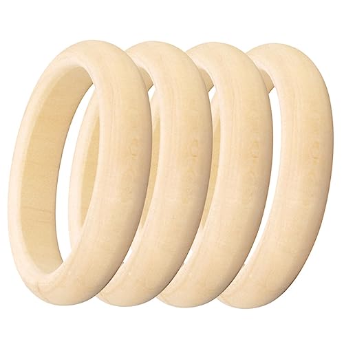 NUSITOU 4 Stück DIY Holzarmreifen Unfertige Armbänder Aus Glattem Holz Perfekt Zum Basteln Und Bemalen Natürliche Holzkreise Für Kreativprojekte Ø 6cm von NUSITOU