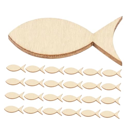 NUSITOU 50 Stück Fischschneiden aus Holz Nautische Wanddekoration Holz Fischform DIY Holz Ornamente Handgemachte Holzdekorationen Fischhandwerk Holz Fisch Wanddekoration Buchsbaum Khaki von NUSITOU