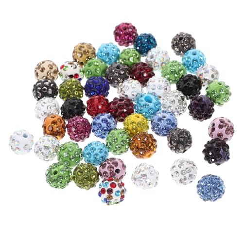 NUSITOU 50 Stück Runde Disco Kugel Strass Perlen Glitzernde Charms Für DIY Schmuckherstellung 8mm Silber Dekorative Abstandsperlen Für Armbänder Halsketten Basteln von NUSITOU