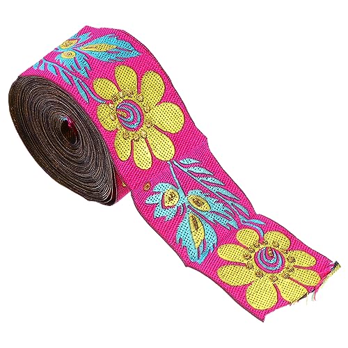 NUSITOU Ethnisches Spitzenband Kleiderband gestickte gewebte trimmen Nähen trimmen Blumenband haaraccessoires hair jewellery bund besticktes Band besticktes Jacquardband Polyestergarn Rosy von NUSITOU