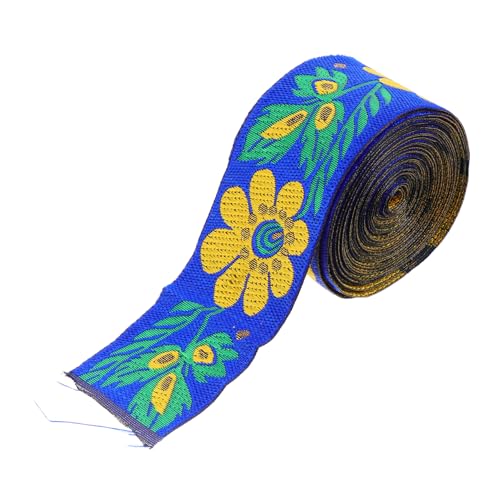 NUSITOU Ethnisches Spitzenband gewebter Stoffbesatz gewebter Besatz gestickter Bandbesatz bestickt Vintage-Stoff scarf feichtucher bund Jacquard-Besatz Jacquardband Polyestergarn Blue von NUSITOU