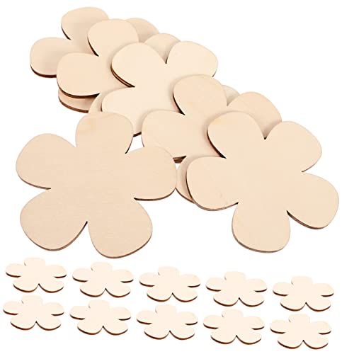 NUSITOU Leere Holzscheiben Blumen Tagfor Craft Kinderhandwerk Holzblumenblätter Unfertige Unfertiger Hölzerner Blumenmarke Holzblumenetikett Holzspäne Holzblumenausschnitte Handwerk von NUSITOU