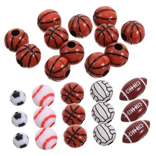 NUSITOU Perlen Sportball Sportperlen Bulk Halskettenanhänger Fußball Basketball Volleyball Heimwerker die Sport für Lose Schlüsselanhänger Armbänder zum Abstandsperlen Thema von NUSITOU