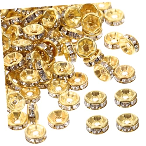 NUSITOU Runde Strass Spacer Perlen Charms Für DIY Schmuckherstellung Goldene Und Weiße 6mm Perlen Für Armbänder Halsketten Und Mehr von NUSITOU