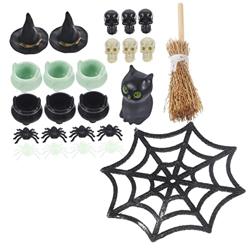 NUSITOU Spielsachen Hexenhut Kopf Winzige Party House Landschaft Katze Fee Cauldron Puppe Garten Gartendekoration Zuhause Miniatur für Miniaturkessel Spinne Outdoor Ornamente Halloween von NUSITOU