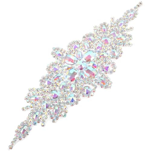 NUSITOU Strass-Hochzeitsgürtel hochzeitsdekoration wedding decoration exquisite Strassapplikationen elegante Brautapplikationen Brautstrass-Gürtel Applikationen für Hochzeitskleider Silver von NUSITOU