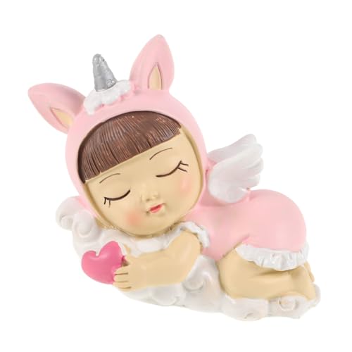 NUSITOU schlafender Engel Shower Dekoration Schlafende Ballerina Kuchendekoration Einhorn Figur Kuchendekoration Feenkuchendeckel Mädchen-Babyparty-Dekorationen Harz Rosa von NUSITOU