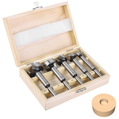 5 Stück Forstnerbohrer Set, Professional Forstnerbohrer 15-35 mm, Forstner Cutter mit Rundschaft, Wolframstahl Forstnerbohrer, Forstner Bohrer für Holz, für Hart & Weichholz von NUWIQ