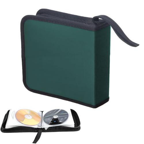 NUWIQ CD Tasche für 40 Discs, DVD, CD, Discs Aufbewahrungstasche, CD Aufbewahrungstasche für Auto und Zuhause, Mappe zur Aufbewahrung, Platzsparend für Auto und Zuhause (Grün) von NUWIQ