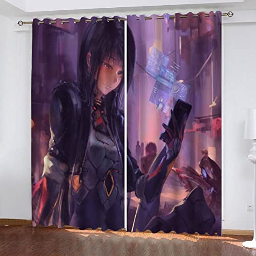 NUYSP Anime Vorhang Blickdicht B 220 X H 215cm Polyester Vorhänge mit Ösen 2er Set Gardinen, 3D Gedruckt Manga-Mädchen Verdunkelungsvorhang für Kinderzimmer Wohnzimmer Schlafzimmer von NUYSP