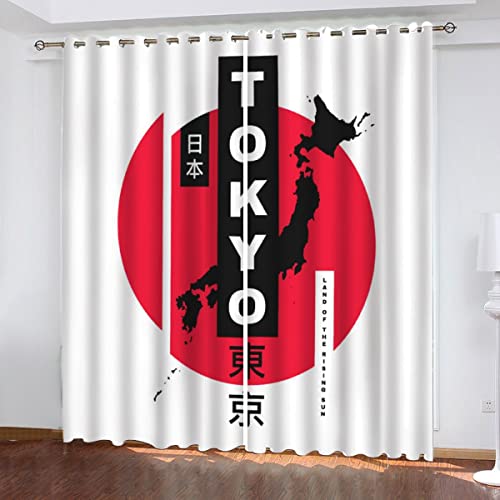 NUYSP Tokyo, Japan Vorhang Blickdicht B 150 X H 166 cm Polyester Vorhänge mit Ösen 2er Set Gardinen, 3D Gedruckt Manga Verdunkelungsvorhang für Kinderzimmer Wohnzimmer Schlafzimmer von NUYSP