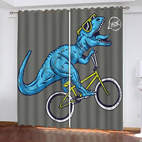 NUYSP Vorhang Dinosaurier Polyester Vorhänge mit Ösen Gardinen 3D Cartoon-Tiere Verdunkelungsvorhang für Kinderzimmer Wohnzimmer Schlafzimmer 150X166 cm BXH von NUYSP