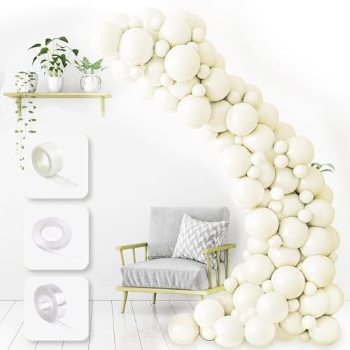 NUZBCPETR 30er-Packung kleiner 5-Zoll-Latexballons in Pastellfarben – perfekte Dekoration for Partys, Hochzeiten und mehr(Cream,5inch+10inch) von NUZBCPETR