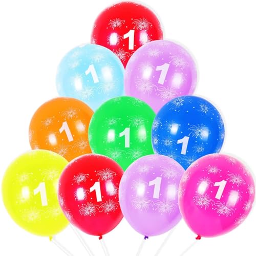 NUZBCPETR Luftballons for 4. Geburtstag, 10 Stück, 12 Zoll große Latex-Geburtstagsballons mit verschiedenen bunten Zahlen(Number 1) von NUZBCPETR