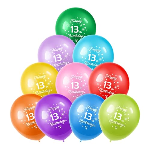 NUZBCPETR Luftballons for 4. Geburtstag, 10 Stück, 12 Zoll große Latex-Geburtstagsballons mit verschiedenen bunten Zahlen(Number 13) von NUZBCPETR