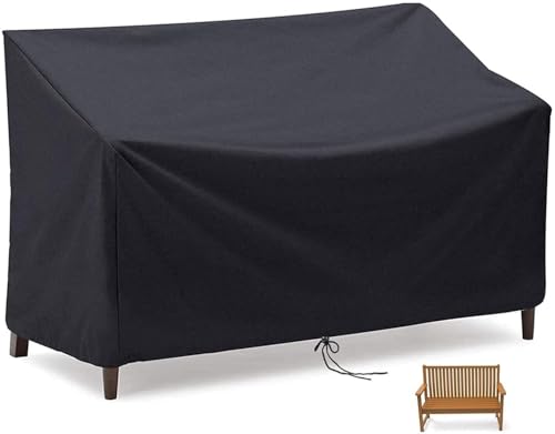 NUZBCPETR wasserdichte Terrassenbank-Abdeckung for 2/3/4-Sitzer-Gartenmöbel, UV-beständig, Winddicht und reißfest, 210D Oxford-Gewebe, Schwarz (53 x 26 x 35 Zoll)(64x26 x 35 inch(3 Seater)) von NUZBCPETR