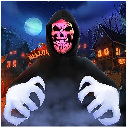 Halloween Aufblasbar Outdoor Deko 8FT/240CM: Groß Halloween Aufblasbare mit LED Licht - XXL Halloween Sensenmann Gespenster Aufblasbarer Dekoration für Horrorpartys Deko Garten Rasen Außen von NUZEKY