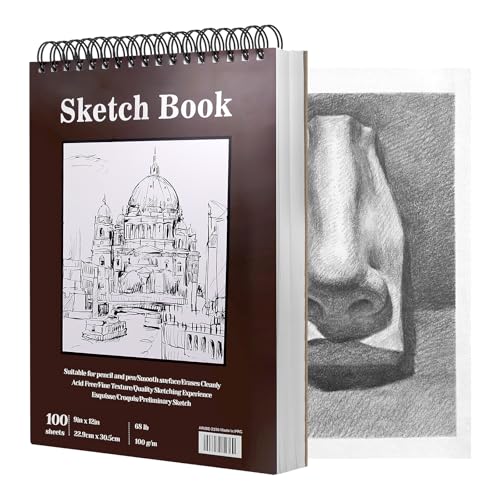 NVGFTG Skizzenbuch A4 Sketchbook Skizzenblock mit Spiralbindung - 200 Seiten/100 Blatt - 100 g/m² Zeichenblock Skizzenpapier Zum Zeichnen Malblock Zeichenpapier für Studenten Künstler von NVGFTG