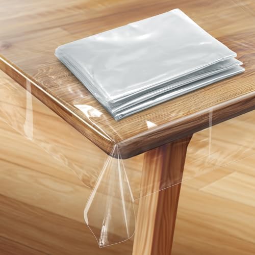 NVGFTG Tischdecke Transparent 153 × 153 cm, Tischdecke Durchsichtig Abwaschbar, Durchsichtige Plastiktischdecke Klarsichtfolie, PVC Folie Wasserdicht Fettdicht Tischschutzfolie von NVGFTG