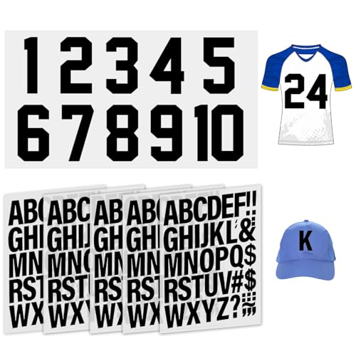 NVGVUP 181 Stück Buchstaben Aufbügeln und Zahle zum Aufbügeln, 5 cm A-Z PU Bügelbuchstaben, 20 cm 1-10 Wasserdicht Aufbügeln Zahlen für Textilien Basketball Trikot DIY Kleidung TShirt von NVGVUP