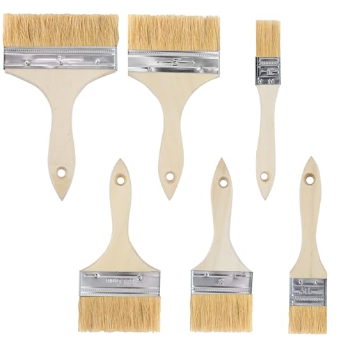 NVGVUP 6 Stück Pinselset mit Holzstiel, Borstenpinsel Lackpinsel für Lacke, Lasurpinsel Naturborsten, Malerpinsel für Malerbedarf zum Streichen, Pinsel Set für Lacke Lasuren Öle Wand-Farben von NVGVUP