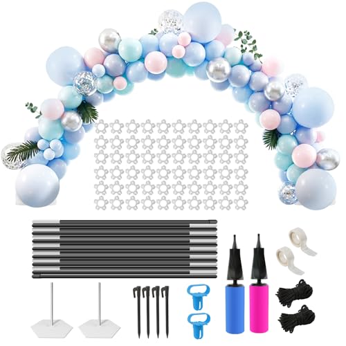 Ballonbogen, 2.7x3M Ballonbogen-Kit, Wiederverwendbarer Ballonbogen, Balloon Arch Kit mit Basis, Einstellbare Luftballon Bogen, Girlande Ballon Arch für Hochzeit, Abschlussfeier und Geburt von NVIYAM