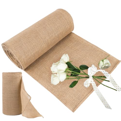 Jute Tischläufer Tischband Natur Juteband Tischband 30cmx10m Juteband TischläUfer Meterware Tischband Aus 100% Natur Leinen-Jutestoff Natur JuteläUfer Jute TischläUfer Rolle für Tisch, Hochzeitsdeko von NVIYAM