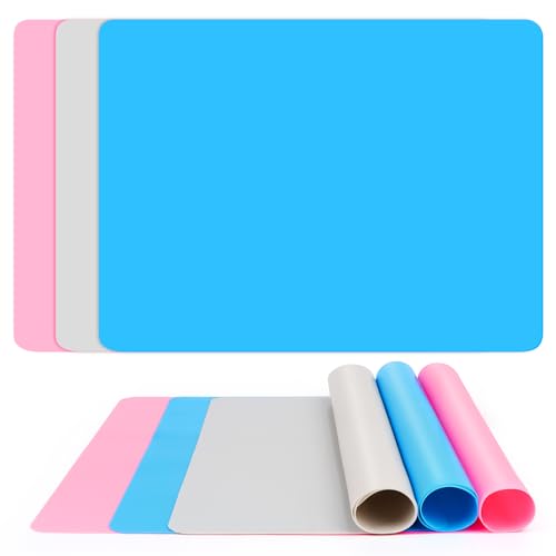 NVIYAM 3 PCS Silikonmatte 30x40cm Hochwertige Silikonmatte zum Basteln Bastelunterlage Kinder Malen Matte Rutschfeste bastelmatte Silikonmatte für Epoxidharz Waschbar Malunterlage für Kinder 3 Farben von NVIYAM