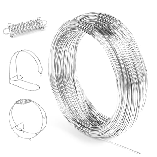 NVIYAM Basteldraht 1mm×30m Aluminiumdraht Silberdraht Schmuckdraht zum Basteln Basteldraht Silber Wire DIY-Skulpturen Schmuckdraht Silber Basteldraht Aluminium Draht zum Basteln von Schmuck, Silber von NVIYAM