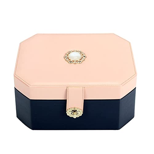 2-lagige Schmuckschatulle aus PU-Leder, Schmuck-Organizer, Reise-Präsentationsbox, Ringohrring, Aufbewahrung, Geschenk für Frauen, Mädchen, Schmuck-Organizer (Farbe: einfarbig) von NVJFDIOHUW8EHRPO