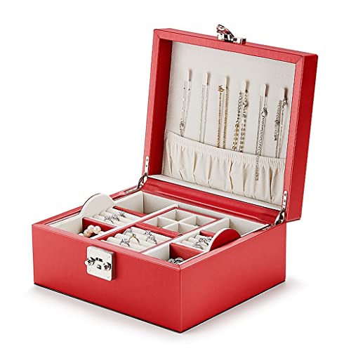 Schmuckschatulle für Damen, 2-lagiger Schmuck-Organizer, Vitrine mit Reisefächern, Schmuckaufbewahrung, Geschenk für Mädchen, Mutter, Schmuck-Organizer (Farbe: einfarbig) von NVJFDIOHUW8EHRPO