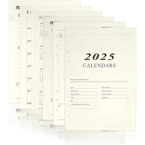 2025 Wochenplaner Einlage A5 6 Löcher 176 Seiten Kalendereinlage 2025 A5 139x206mm Nachfüllpapier für Planer, Tagebücher, DIY-Projekte Tagbuch Notizbuch Persönlicher Planer von NVKRLFYD