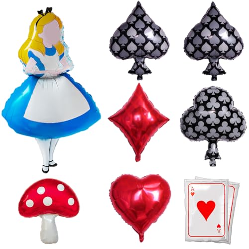 9 Stück Prinzessin Casino Pilz Party Folienballon Set, Casino Spielkarten Luftballons Animation Prinzessin Foil Ballons, Luftballons Pilz Poker Events Casino Thema Party Dekoration für Kinder von NVKRLFYD