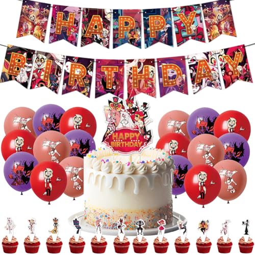 Animation Geburtstag Dekoration, Hotel Geburtstag Dekoration Set Cake Toppers, Hotel Geburtstag Party Set Birthday Banner, FüR Kinder Geburtstag Party Dekoration von NVKRLFYD