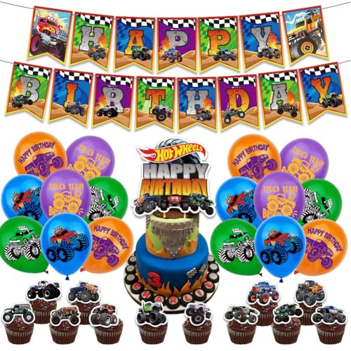 Lastwagen Geburtstagsdeko Monstertruck Deko Geburtstag Monstertruck Kindergeburtstag Monster Lkw Luftballons Deko Geburtstag Truck Luftballons Deko Lastwagen Torte Deko Geburtstag 31PCS von NVKRLFYD