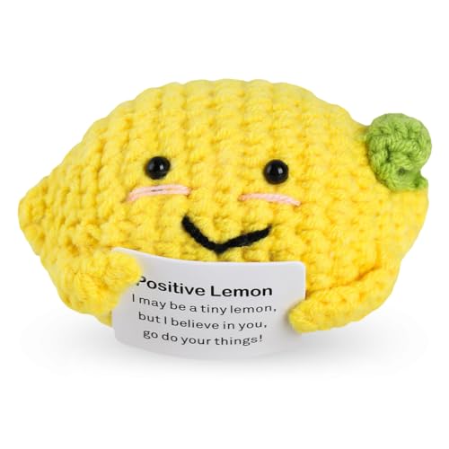 NVKRLFYD Mini Lustige Positive Zitrone, Lustige Gestrickte Wolltaschen-Zitronenpuppe Kreative Süße Gestrickte Positive Emotionen Zitrone als Geburtstagsgeschenk Party-Dekoration Ermutigung von NVKRLFYD