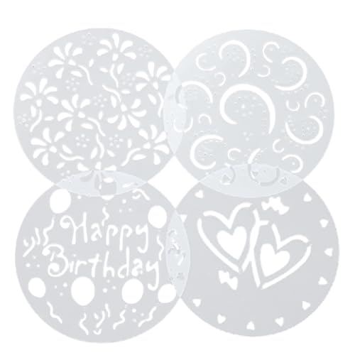 4 Stück einfach zu verwendende Kuchendekorationswerkzeuge Kunststoff-Schablonen-Set Blumenschablonen Fondantform Geburtstagstortendekoration von NVOQILIN