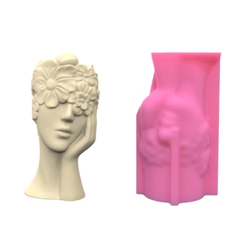 NVOQILIN Silikon-Vasenformen, flexible Betonformen, besinnliche Mädchenform, Sukkulenten-Übertopf, Ornament-Form für Vase von NVOQILIN